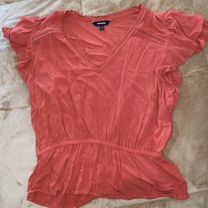 Express flutter sleeve peplum top, size M